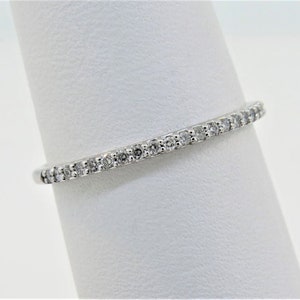 14K White Gold 0.14ct Diamond Wedding Ring Stackable Ring Anniversary Band Promise Ring Micro Pave Ring Promise Ring Stack Ring Gift for Her