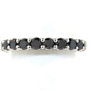 14K White Gold 2.60ct Black Diamond Eternity Wedding Band / Anniversary Band / Stackable Ring / Bridal Ring / Promise Ring / Gift for Her