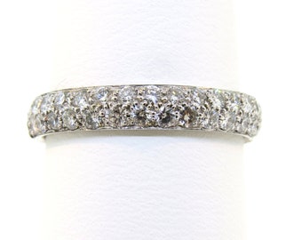 Two Row Eternity Wedding & Engagement Band 14K White Gold 1.44Ct Diamond Micro Pave Ring Anniversary Ring Eternity Diamond Stackable Ring