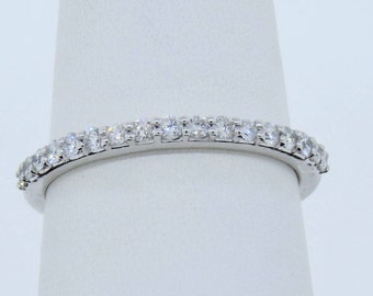 14K White Gold 0.27ct Diamond Dainty Wedding Ring / Anniversary Band / Stackable Ring / Half Eternity Band / Bridal Ring / Promise Ring Band