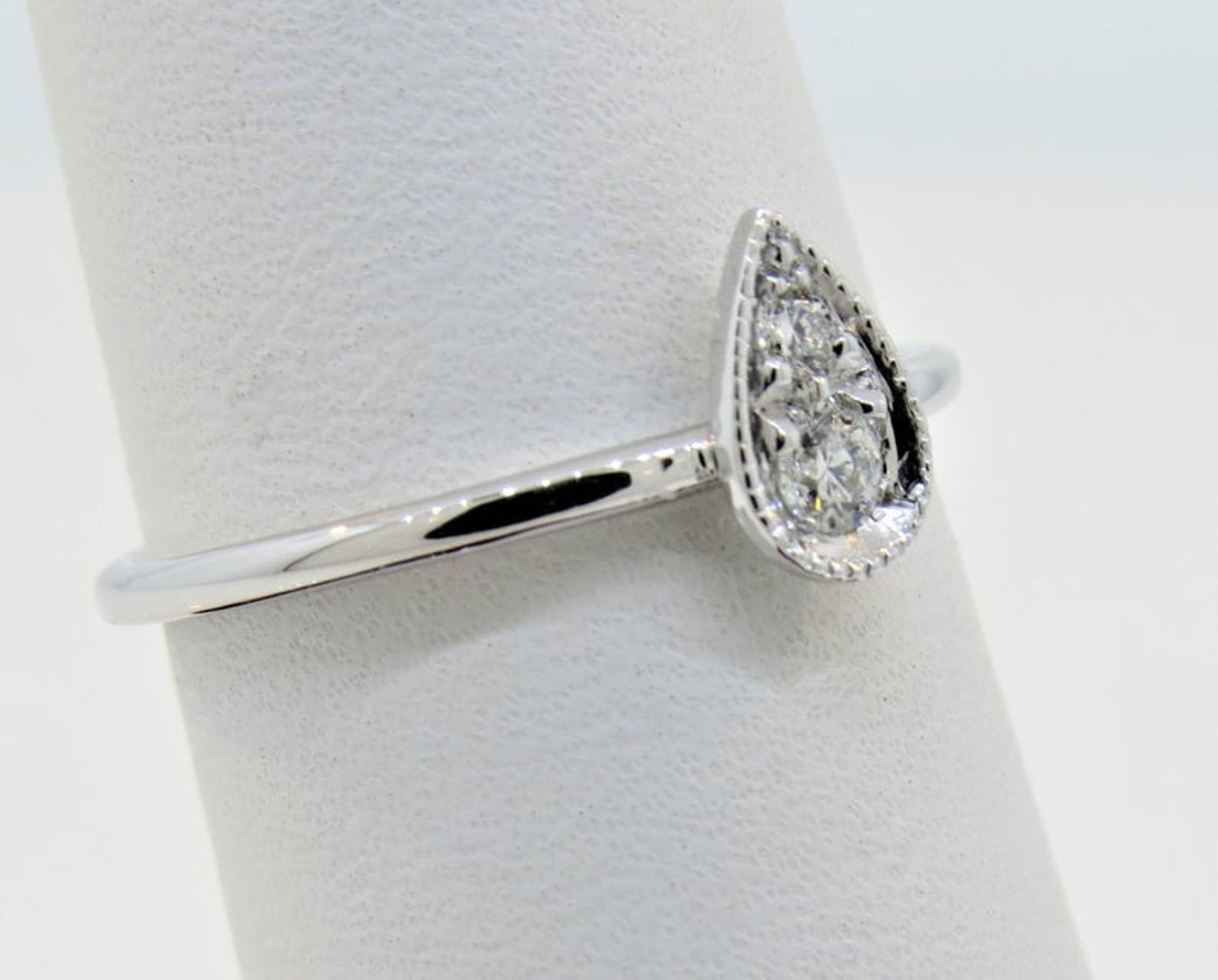 14K White Gold 0.10ct Pear Shaped Diamond Ring Pear Shape Ring Etsy