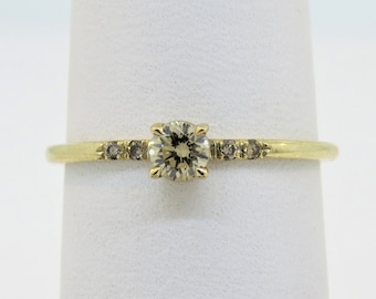 14K Geel Goud 0,30 ct Champagne Diamond Engagement Ring Stapelbare Ring Trouwring Verjaardag Ring Micro Pave Ring Fancy Diamond Ring