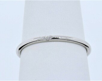 14K Weißgold Micro Pave Diamant Ehering / Stapelbarer Ring Jubiläumsring / Versprechensring / Zierlicher Ring / Brautring / Geschenk für Sie