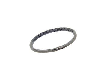 14K Weißgold 0,13 Karat Weißgold rhodiniert 0,13 Karat Diamant Micro Pave Hochzeit Band Jahrestag Ring stapelbar Ring Versprechen Ring Geschenk für sie