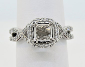 14K White Gold 0.57ct Diamond Semi Mount Micro Pave Wedding & Engagement Ring Diamond Ring Anniversary Ring (No Center)