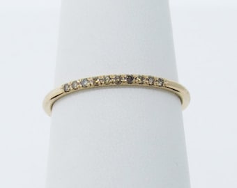 14k Rose Gold 0.08ct Champagner Diamant zierlicher Ehering / Micro Pave Ring / stapelbarer Ring / Jubiläumsring / Versprechensring, Brautring