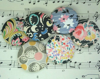 6 XL vintage fabric covered buttons 1 7/8 inch