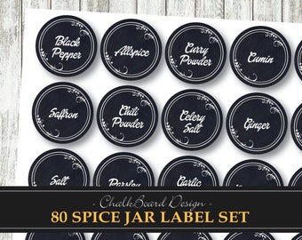 60 Spice Jar Labels Whimsical Leaf Theme Printable Etsy