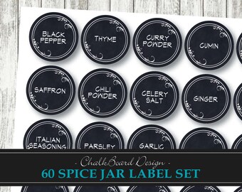80 spice jar labels whimsical script leaf digital etsy