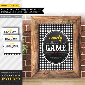 Baby-Q &#39;Backyard BBQ Black&#39; Theme *Printable Candy Guessing Game* Guess How Many / Fun Game / Party Favor Sign / I Do / INSTANT DOWNLOAD