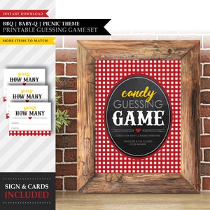 Baby-Q &#39;Backyard BBQ Red&#39; Theme *Printable Candy Guessing Game* Guess How Many / Fun Party Game / Party Favor Sign / I Do / INSTANT DOWNLOAD