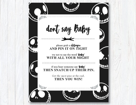 Black and White Baby Shower Sign Don't Say Baby