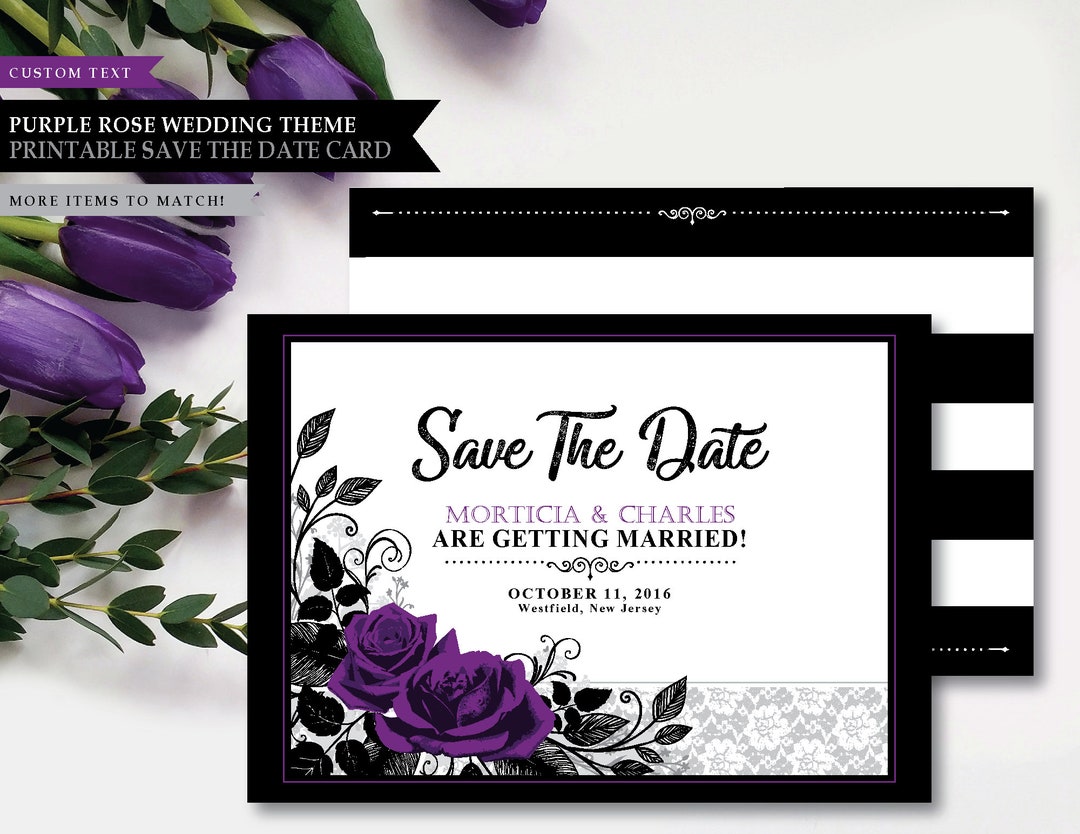 Two 'roses Intertwined' Theme printable Wedding Save - Etsy