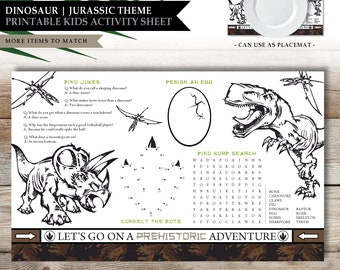 Dinosaur *Jungle Camo* Theme / Dino Printable Kids Coloring Sheet / Party Activity Page / Kid Puzzle Game / Party Favors / INSTANT DOWNLOAD