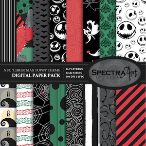 Nightmare *Christmas Town* Theme Digital Paper Pack | Printable Scrapbook Paper | JPG 12X12 Pattern | Horror Clip Art | INSTANT DOWNLOAD