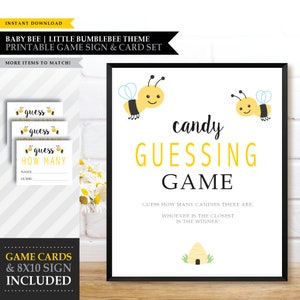 Tema Baby 'Little Bumblebee' * Jogo de adivinhação de doces de abelha para impressão * Adivinhe quantos / Placa de estação de doces / Jogo divertido de banho / DOWNLOAD INSTANTÂNEO