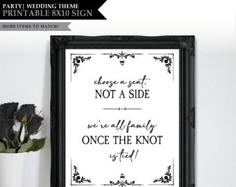 Skeleton 'White Rose' Theme *Printable Wedding Choose A Seat Sign* Wedding Ceremony Sign / Seating Chart / Gothic / Skull / INSTANT DOWNLOAD