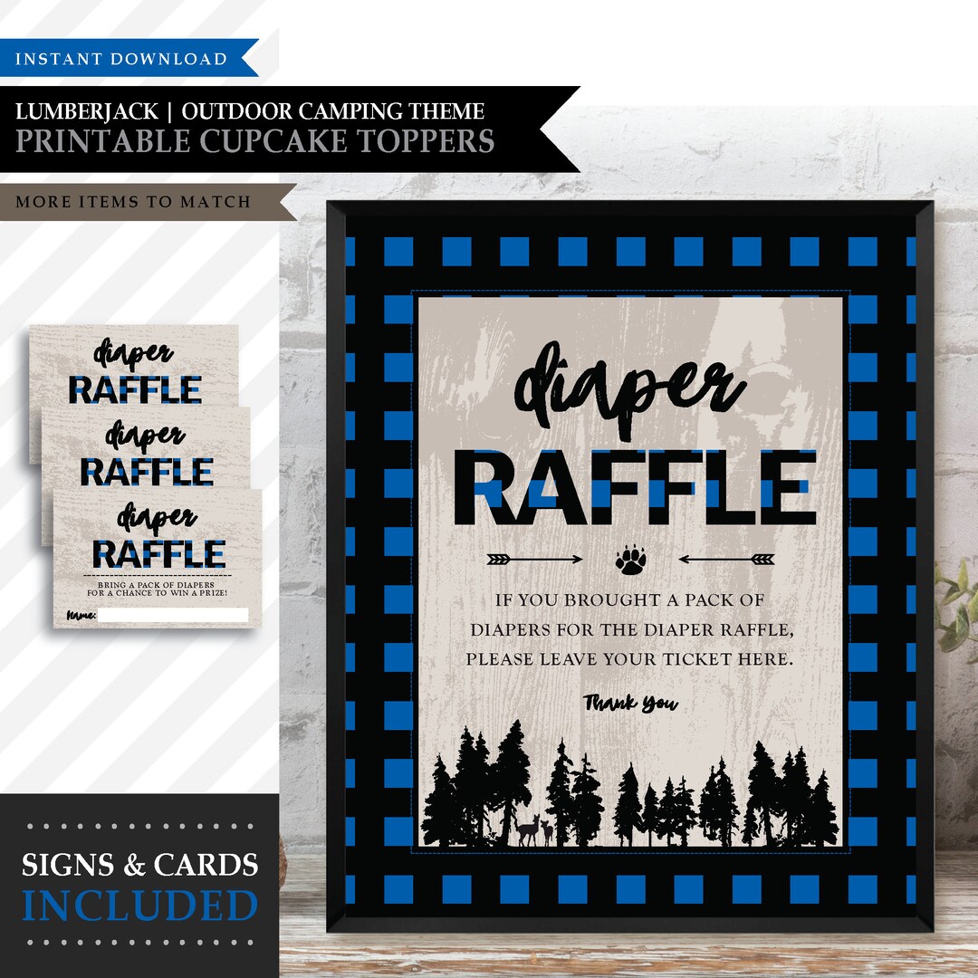 Lumberjack 'blue Flannel' Theme printable Diaper Raffle Tickets Baby ...