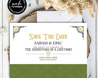 Fantasy *Hylian Heart* Printable Wedding Save The Date | Digital Evite | Mark Your Calendar | Video Game Party | Geek Princess | CUSTOM