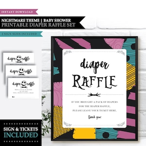 Nightmare *Skellington Love* Printable Diaper Raffle Tickets | Baby Shower | Bottom's Up Diaper Jackpot | Party Game Sign | INSTANT DOWNLOAD