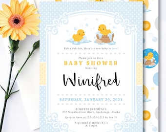 Duck *Yellow Ducky Polka Dot' Theme / Printable Baby Shower Invitation / Digital Invite / Rubber Bath Toy / Bubble Bath Time / 1st Birthday