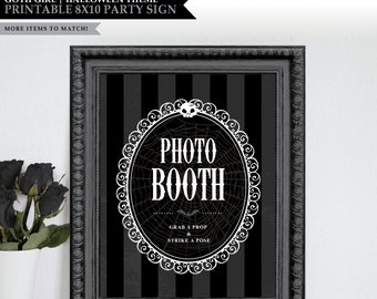 Goth Girl *Black Raven* Theme / Printable Party Photo Booth Sign / Picture Booth / Strike A Pose / Photo Props / Skull / INSTANT DOWNLOAD