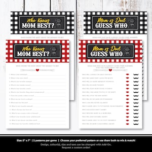 Baby-Q Cartes de jeu pour baby shower | Recherche de mots et brouillage barbecue imprimables | connaît mieux sa mère | Bingo au barbecue | Thème Vichy rouge : TÉLÉCHARGEMENT IMMÉDIAT image 6