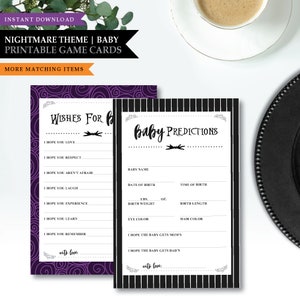 Tarjeta imprimible de deseos para bebé de Pesadilla *Pueblo de Halloween* / Mis predicciones / Nota para el recuerdo del bebé / Juego de consejos para padres / DESCARGA INSTANTÁNEA