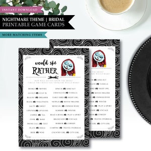 Nachtmerrie *Skellington Love* Thema / Afdrukbare Bruidsdouche Game Card / Zou ze liever / Kent bruid het beste / Raad eens wie / INSTANT DOWNLOAD