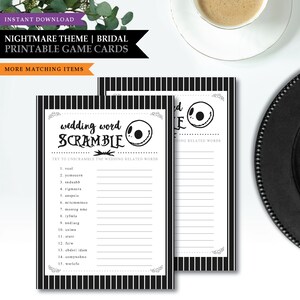 Nachtmerrie voor Kerstmis 'Halloween Town' * Afdrukbare bruidsdouche spelkaarten * Bruiloft Word Scramble / Word Scramble / INSTANT DOWNLOAD