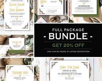 Fantasy *Hylian Heart* Printable Wedding Invitation Suite Bundle | Digital Card | Save The Date | Video Game Party | Geek Princess | CUSTOM