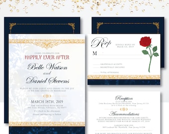 Tema de cuento de hadas 'Sé nuestro invitado' *Invitación de boda imprimible* Felices para siempre / Boda encantada / Libro de cuentos / Princesa / Tema de Disney