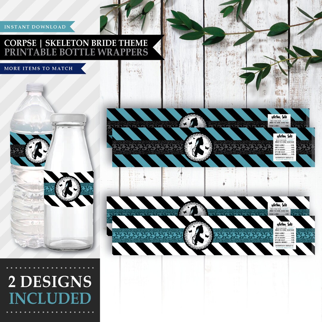 Corpse *skeleton Bride* Theme / Printable Water Bottle Labels / Death ...