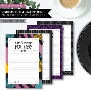 Nightmare *Skellington Love* carte-conseil imprimable Message doux | Prédictions bébé | voeux de bébé pour bébé | Jeu de Baby Shower | TÉLÉCHARGEMENT IMMÉDIAT