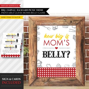 Tema Baby-Q 'Backyard BBQ Red' * Jogo para impressão do tamanho da barriga da mãe * Adivinhe o tamanho da barriga / Chá de bebê / Estômago de grávida / DOWNLOAD INSTANTÂNEO