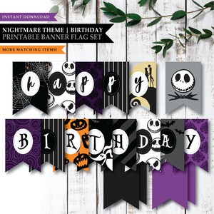 Nightmare *Halloween Town* Printable Banner | Happy Birthday Banner | Welcome Sign | Halloween Party Decorations | Purple | INSTANT DOWNLOAD