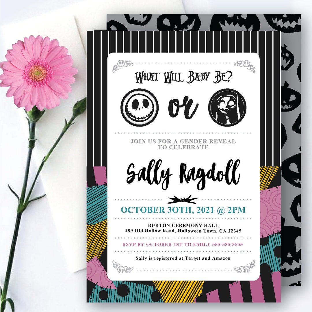 Nightmare skellington Love Theme / Printable Gender Reveal Invitation ...