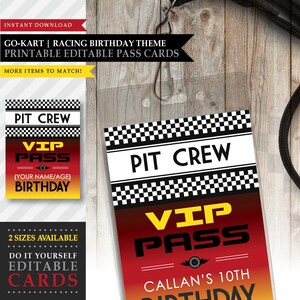 Go-Kart 'Indoor Race' Thema * Afdrukbare Pit Crew Pass Card * Go Cart / Race Car Party / Racing Verjaardag / Feestdecoratie / INSTANT DOWNLOAD