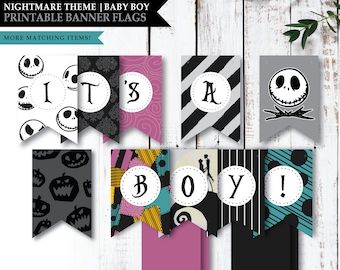 Nightmare *Skellington Love* Printable Its A Boy Banner | Baby Shower Welcome Sign | Party Decorations | Gender Reveal | INSTANT DOWNLOAD
