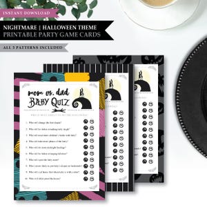Nightmare *Skellington Love* afdrukbare gamekaart babyshower | Moeder versus vader | Hoe goed ken je mama | Quiz weet papa het beste | DIRECT DOWNLOADEN