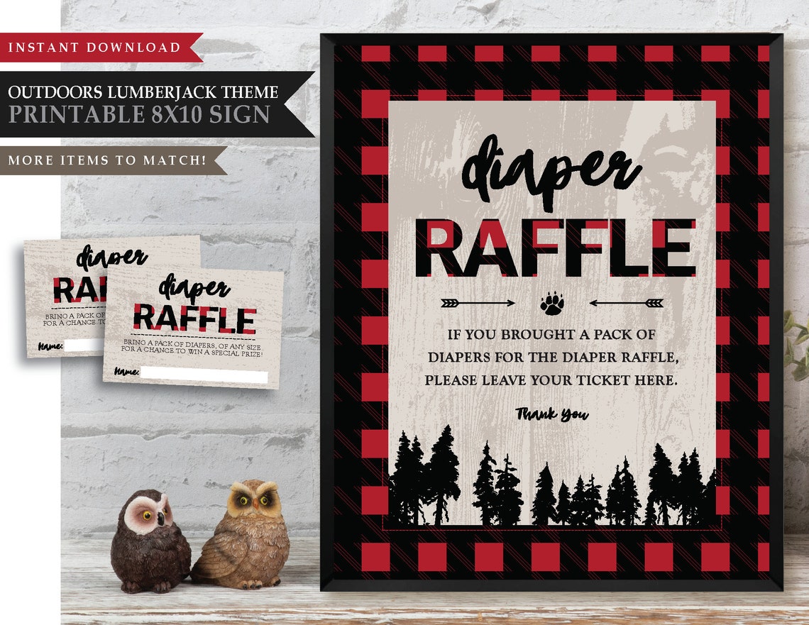 Lumberjack 'red Plaid' Theme printable Diaper Raffle | Etsy