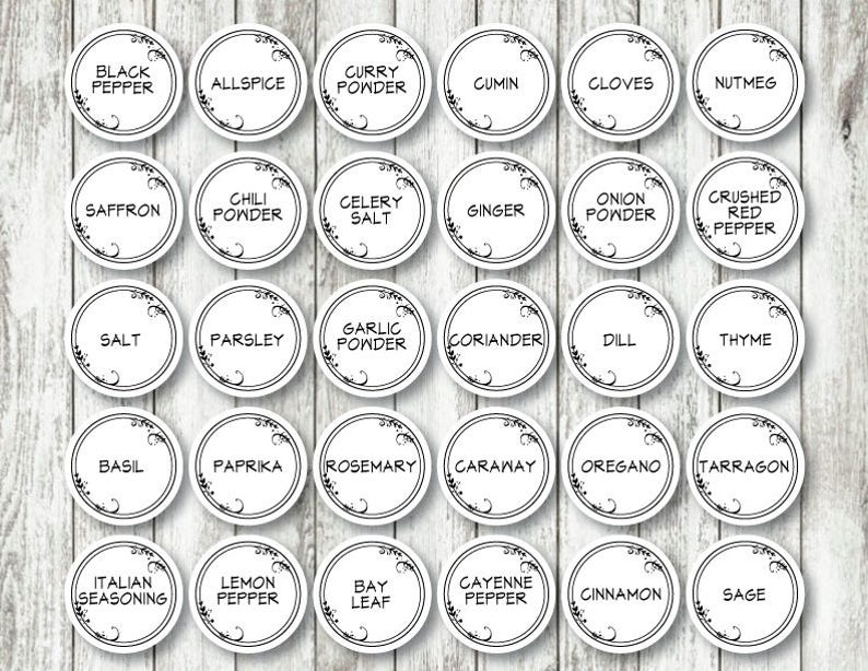 80 spice jar labels whimsical leaf digital printable diy labels avery templates spice labels pantry labels instant download storage organization home living jan takayama com