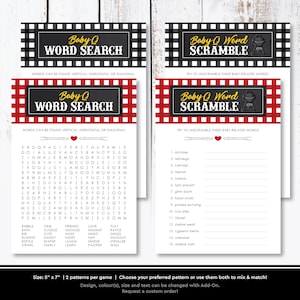Baby-Q Cartes de jeu pour baby shower | Recherche de mots et brouillage barbecue imprimables | connaît mieux sa mère | Bingo au barbecue | Thème Vichy rouge : TÉLÉCHARGEMENT IMMÉDIAT image 3