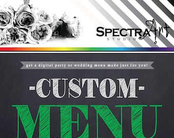 CUSTOM Menu *Printable Party Menu* Plate Menu / Wedding Stationary / Table Menu / Dessert Sign / Bar Drink Menu / Made To Match / Template