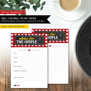 I Do Barbecue 'Hinterhof BBQ Rot' Thema * druckbare Advice To Paar Karte * Ratschläge für die Braut / Glückwünsche / Brautspiel / INSTANT DOWNLOAD