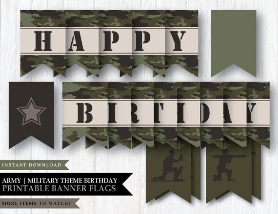 Army 'Military Men' Theme Printable Happy Birthday | Etsy