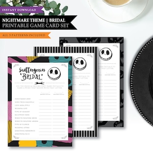 Nightmare *Halloween Town* Printable Bridal Shower Game Card | Scattergories | Word Puzzle | Bride Trivia | Wedding Game | INSTANT DOWNLOAD