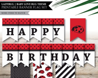 Ladybug *Little Lady* Theme / Printable Happy Birthday Banner / Welcome Banner Template / Baby Lovebug / Kids Birthday / INSTANT DOWNLOAD