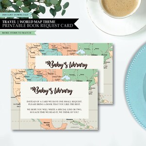 "Reisen ""Great Adventure"" Thema *Druckbare Buchwunschkarte* Baby Bibliothek Karte / Weltkarte / Einladung Insert / Vintage / INSTANT DOWNLOAD."