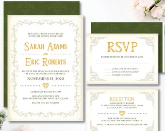 Fantasy *TriForce Love* Theme / Printable Wedding Invitation / Digital Card / Bridal / Save The Date / Geek Wedding / Princess Video Game